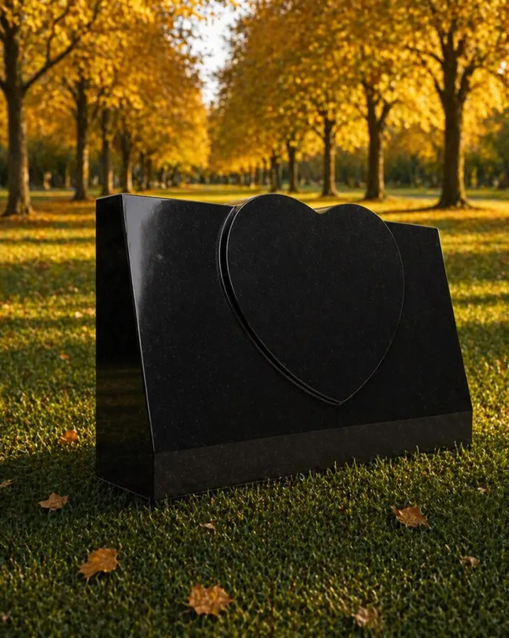 Companion Heart Slant Granite Headstone