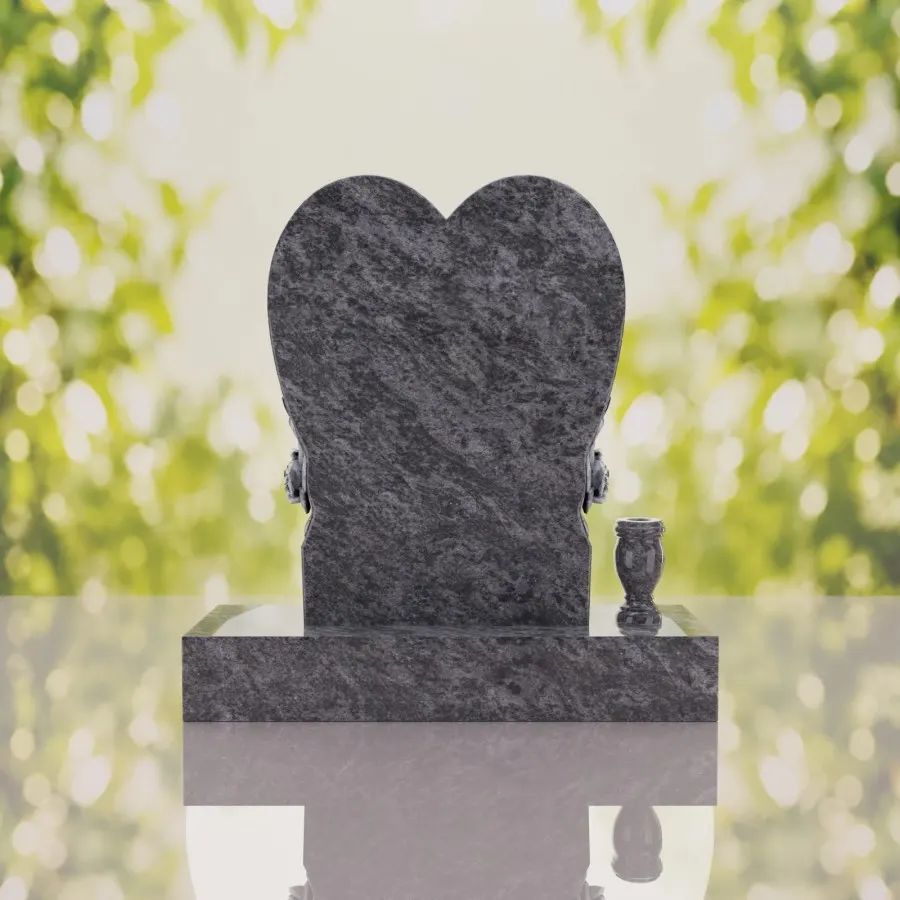 Heart Headstone with Laurel Leaves view 4