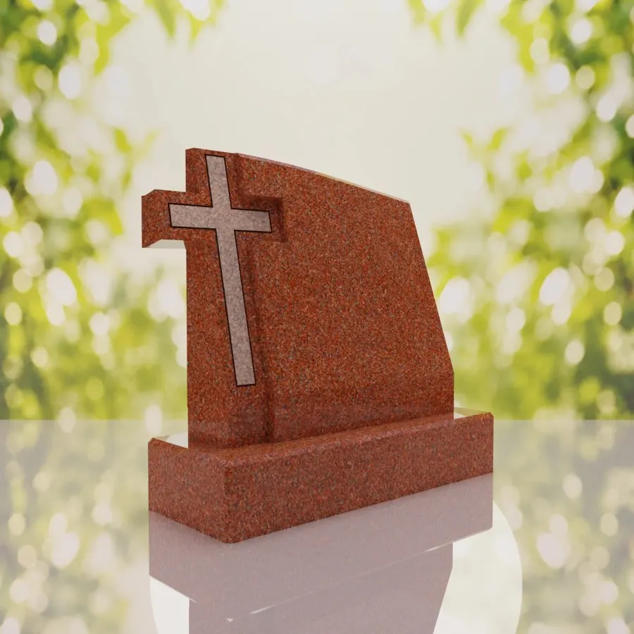Integrated Cross Slant Granite Headstone view 4