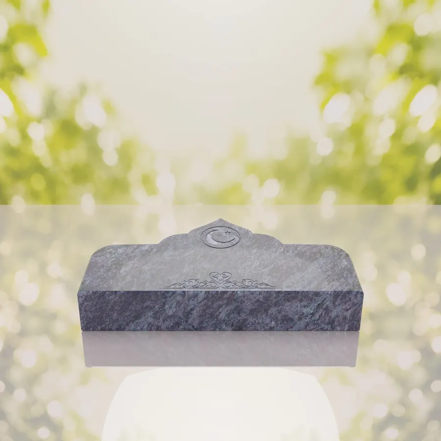 Islamic Companion Bevel Granite Grave Marker with Crescent view 2