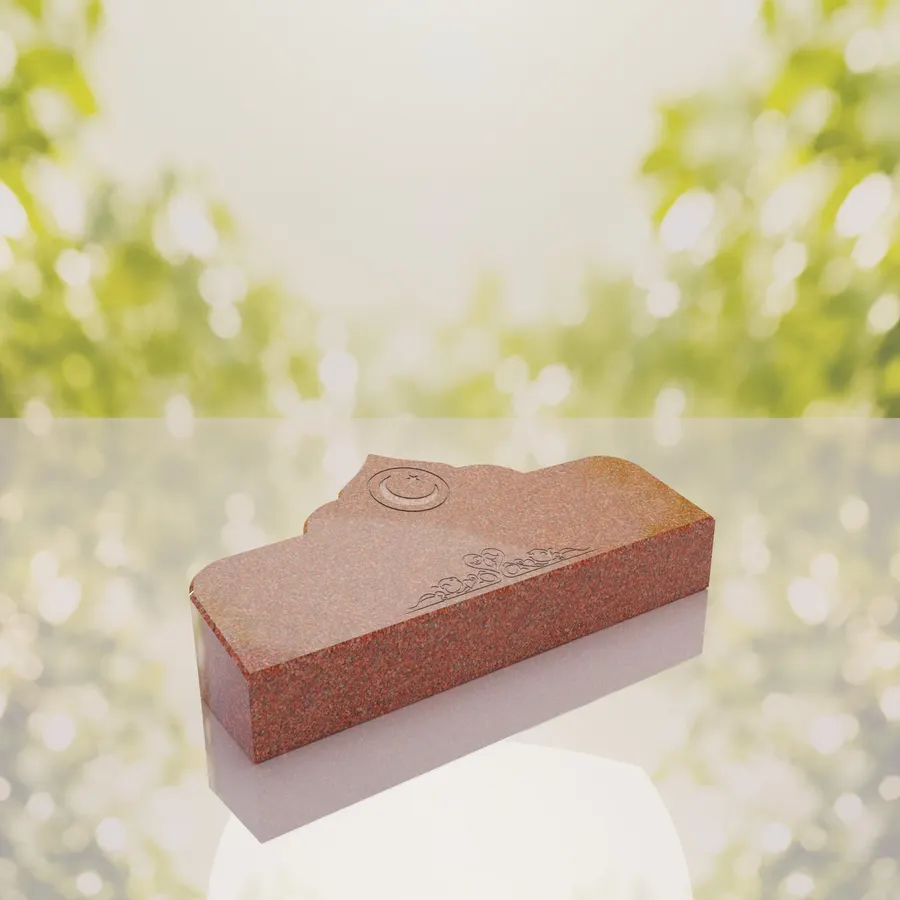 Islamic Companion Bevel Granite Grave Marker with Crescent view 3