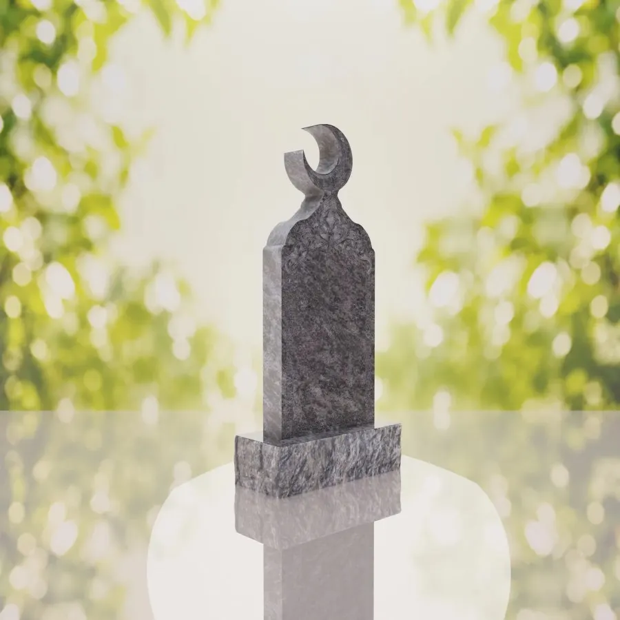 Islamic Crescent Granite Headstone view 2