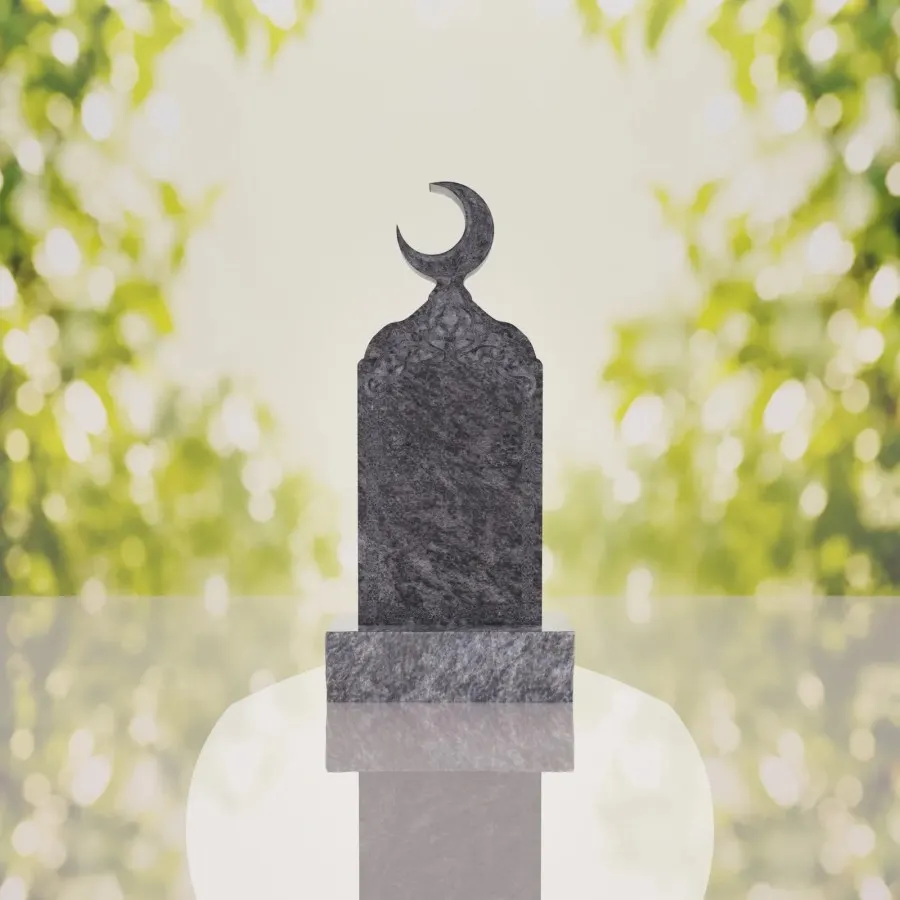Islamic Crescent Granite Headstone view 3