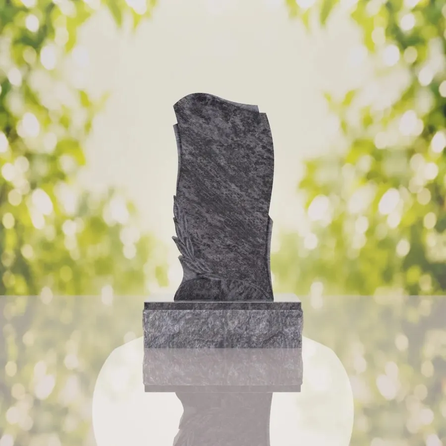 Leaf Carved Upright Headstone view 2