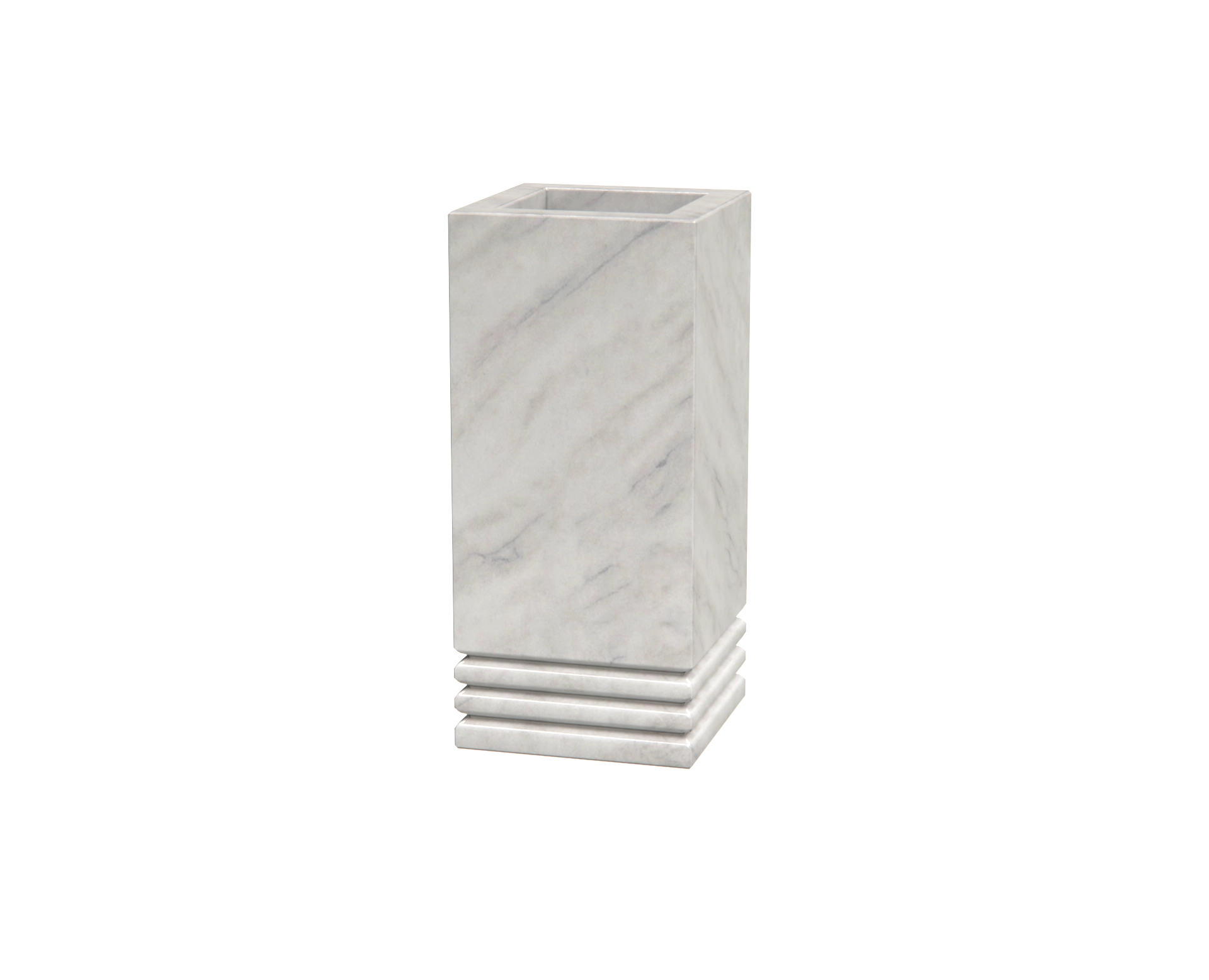 Luxury Marble Cemetery Vase with Stepped Plinth Base in Carrara White