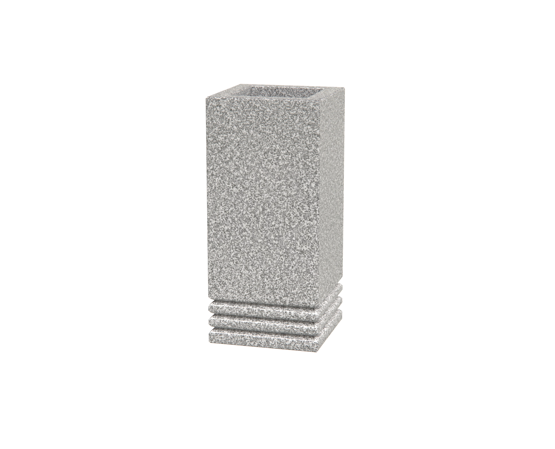 Luxury Marble Cemetery Vase with Stepped Plinth Base in Elite Grey