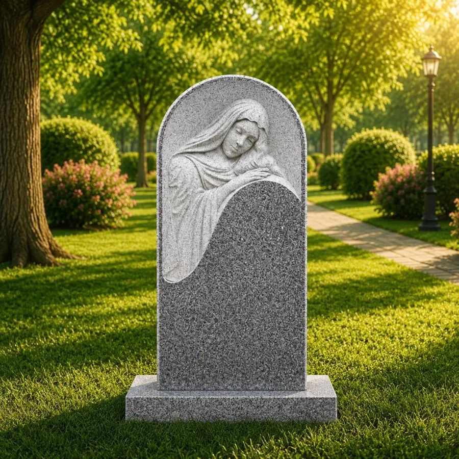 Special Shape Madonna Relief Headstone