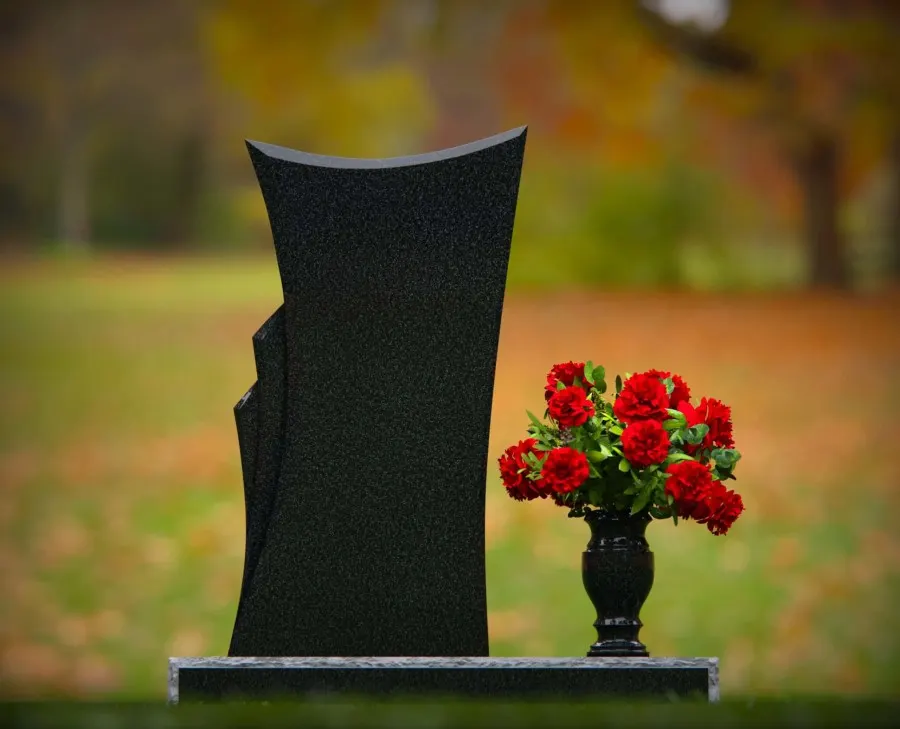 Modern Abstract Upright Granite Headstone