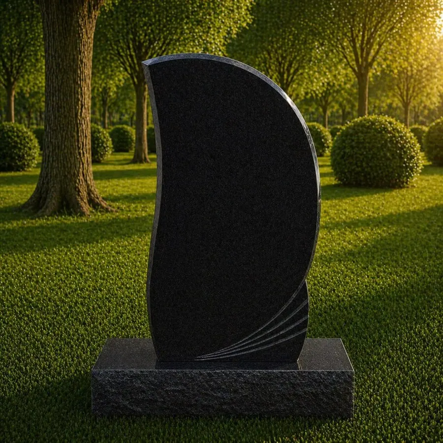 Modern Curved Granite Headstone 14 x 2 x 25