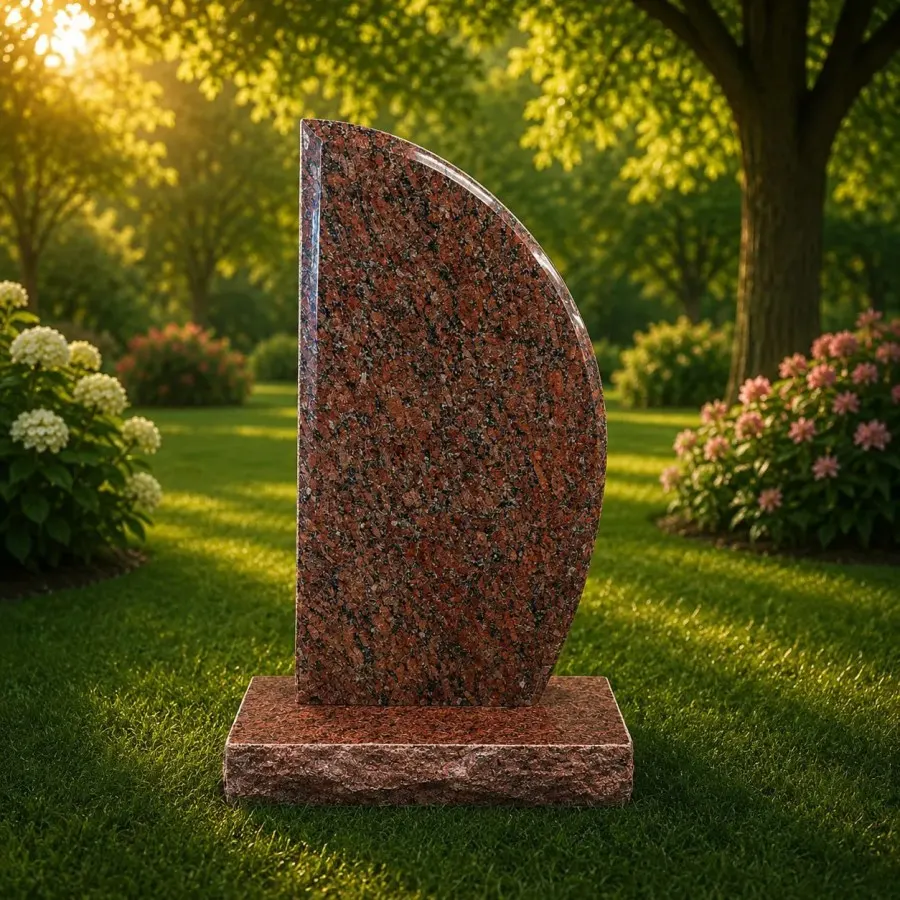 Modern Half-Round Upright Granite Headstone 24 x 3 x 47