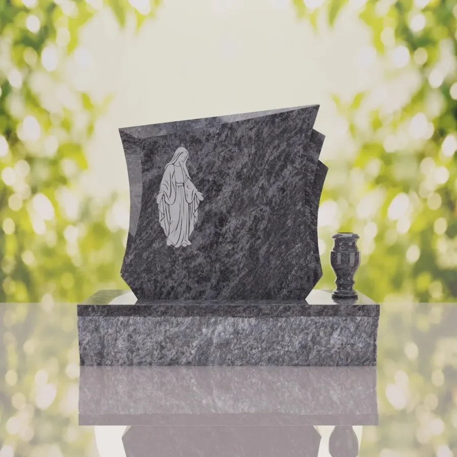Modern Mary Upright Headstone view 2