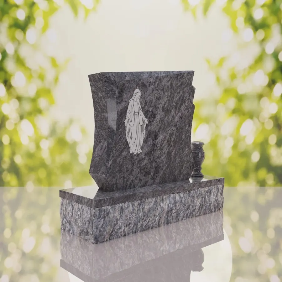 Modern Mary Upright Headstone view 3