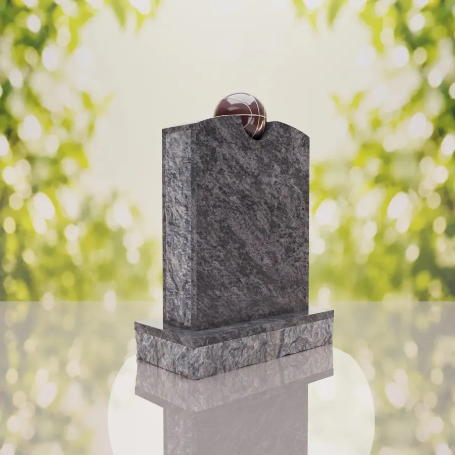 Modern Memorial Headstone with Ball Accent view 2