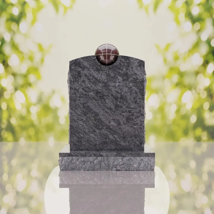 Modern Memorial Headstone with Ball Accent view 3