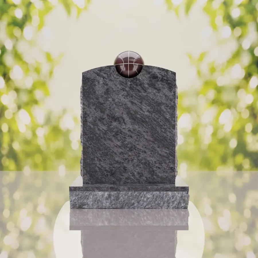 Modern Memorial Headstone with Ball Accent view 4