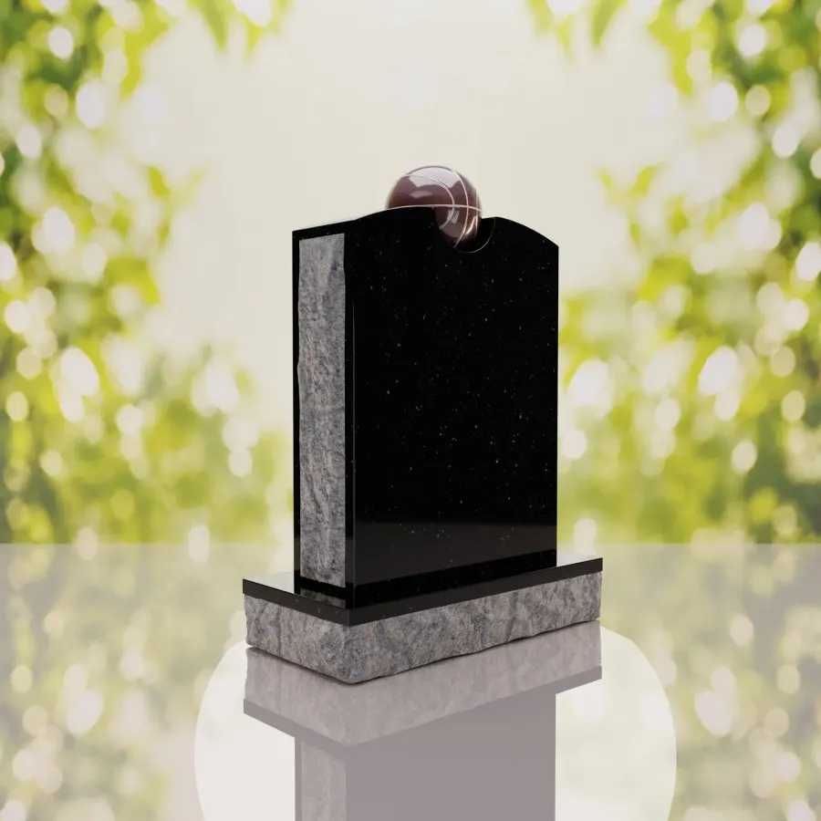 Modern Memorial Headstone with Ball Accent