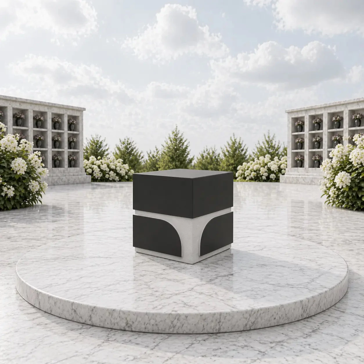 Modern Two-Tone Granite Cremation Urn