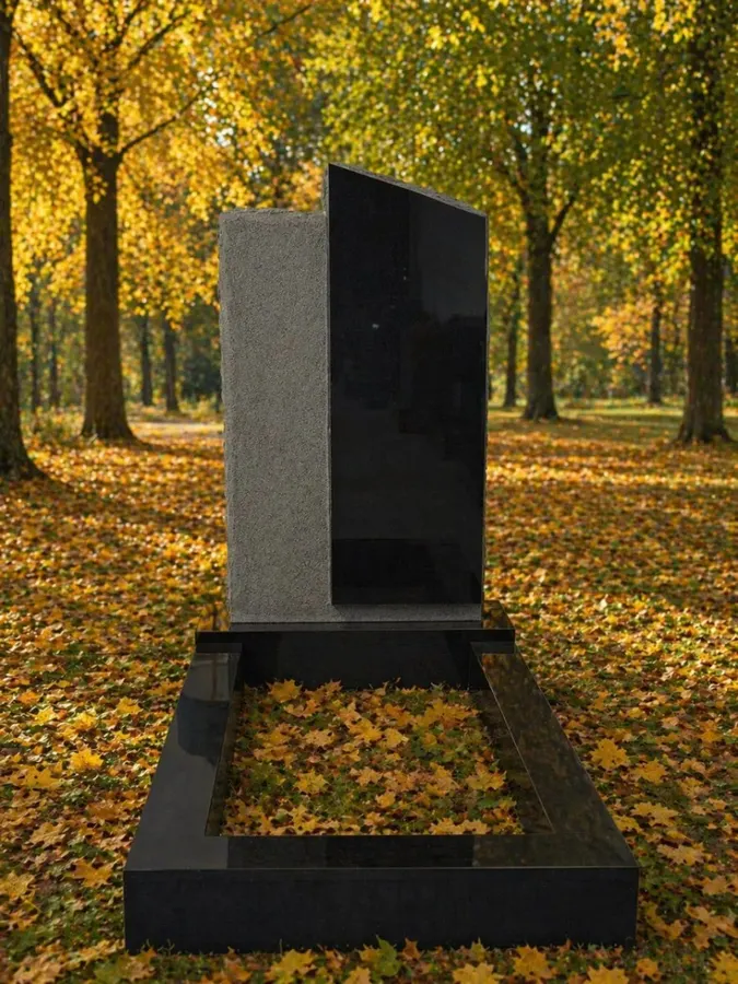 Modern Upright Headstone with Frame Base