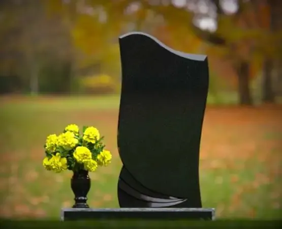 Modern Wave-Shaped Upright Granite Headstone