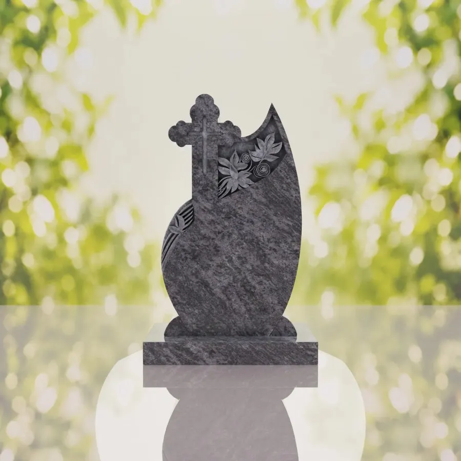 Orthodox Cross Teardrop Headstone view 2