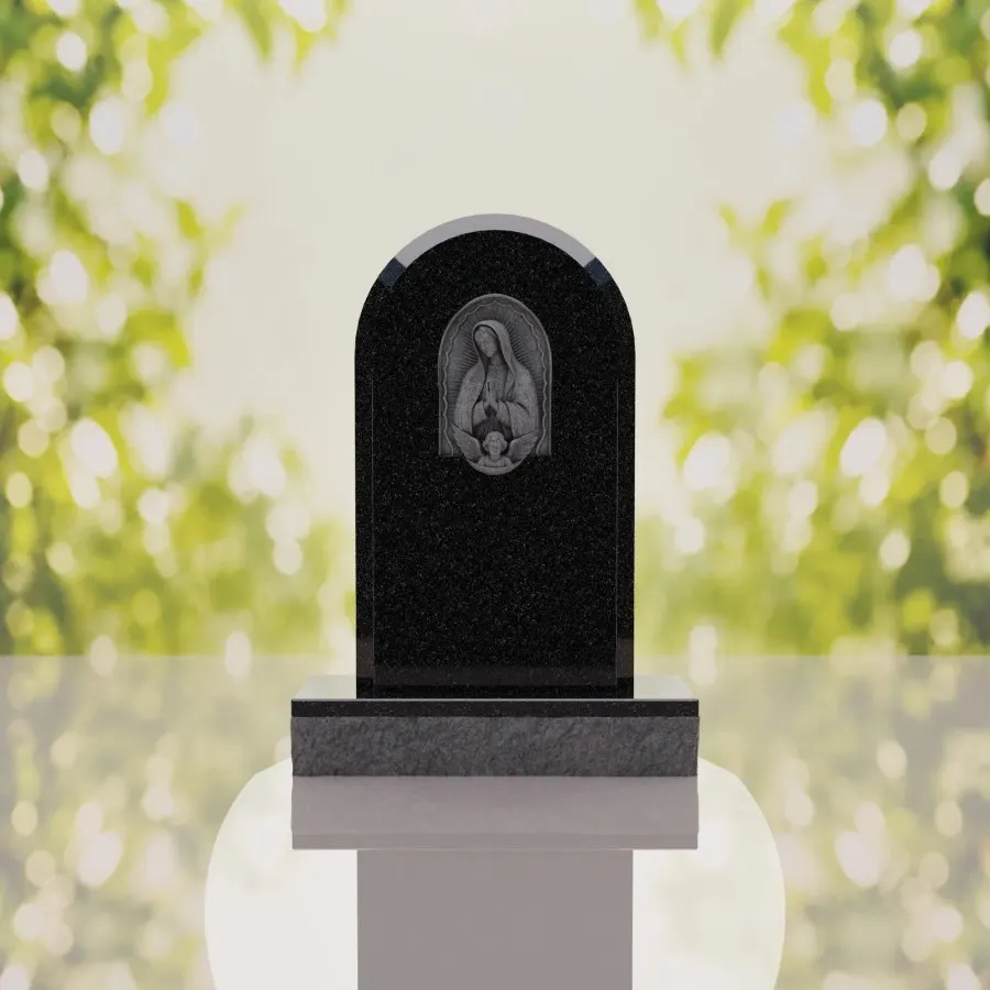 Our Lady of Guadalupe Catholic Granite Headstone view 2