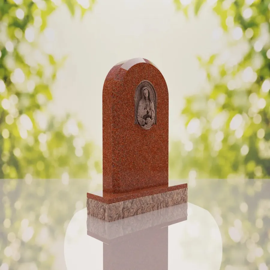 Our Lady of Guadalupe Catholic Granite Headstone view 4