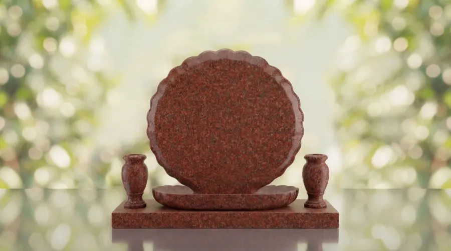 Our Lady of Guadalupe Shell Upright Headstone view 4