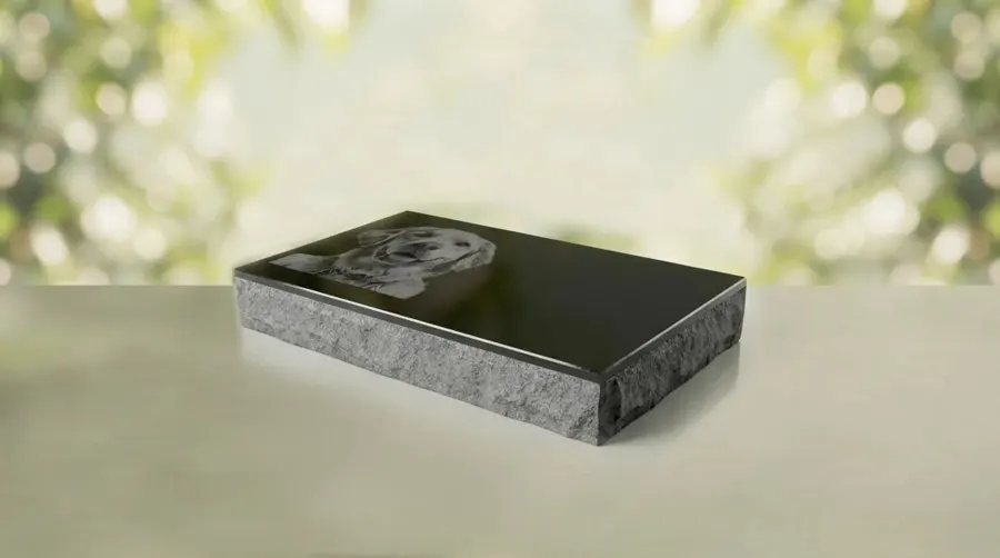 Personalized Dog Portrait Flat Granite Memorial view 2