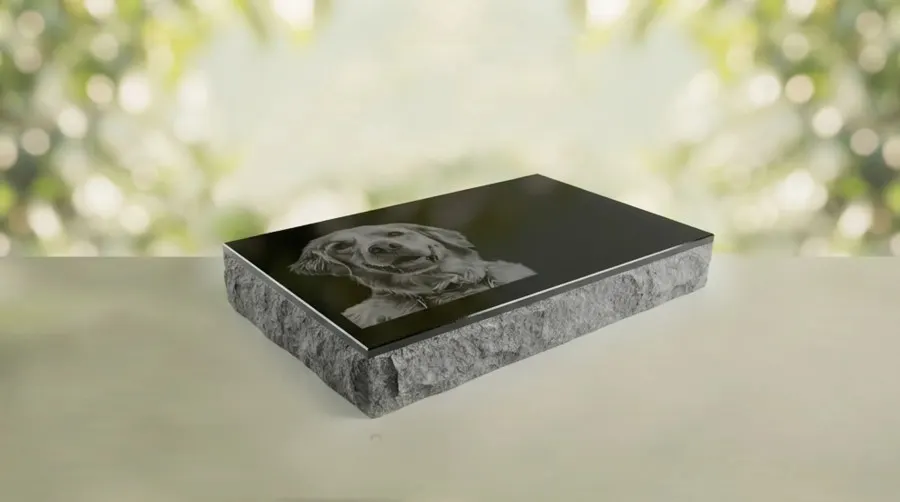 Personalized Dog Portrait Flat Granite Memorial view 3