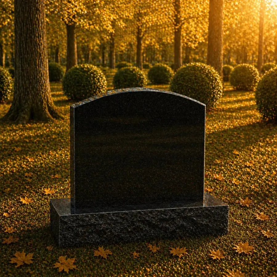 Polished Upright Headstone with Rock Base 18 x 3 x 18