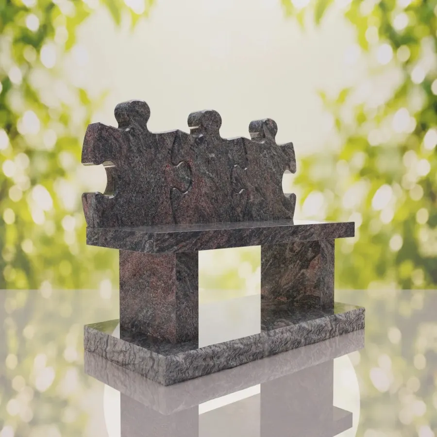 Puzzle Bench Headstone view 4