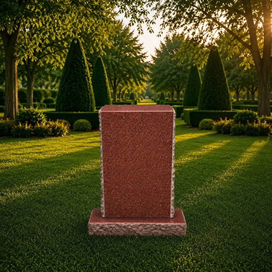 Rock-Edge Upright Granite Headstone