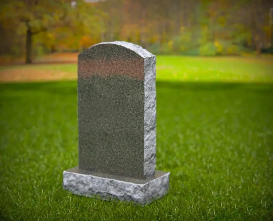 Rock-Edge Round-Top Upright Headstone