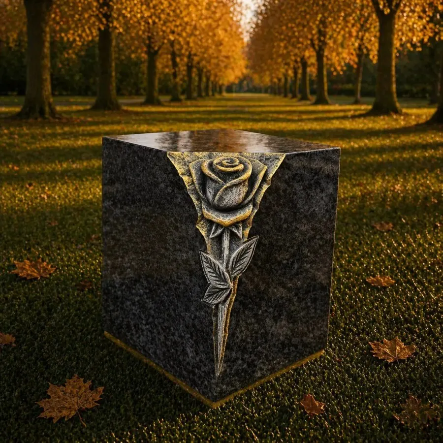 Rose Accent Granite Cremation Urn