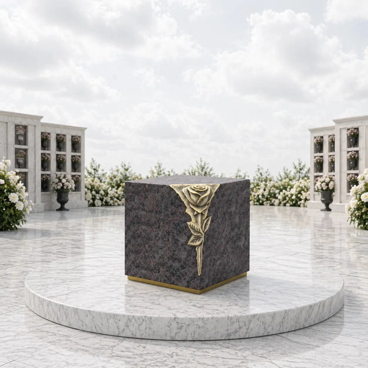Rose Accent Granite Cremation Urn