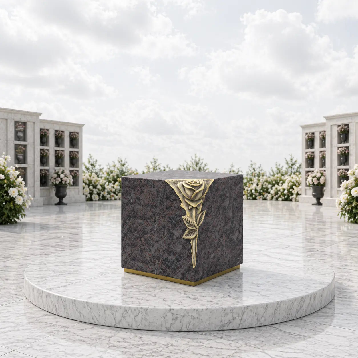 Rose Accent Granite Cremation Urn