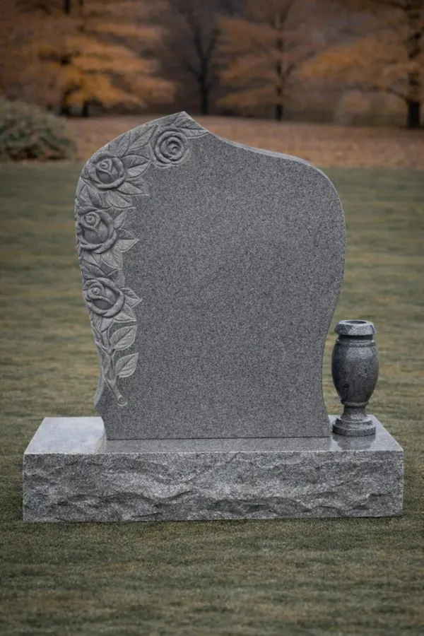 Rose Edge Granite Headstone