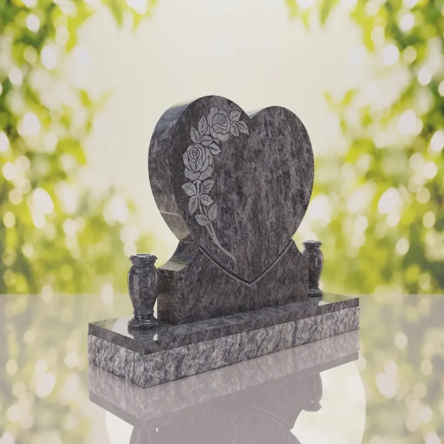 Rose Heart Headstone view 2