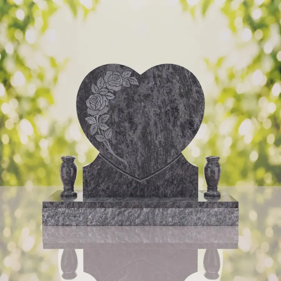 Rose Heart Headstone view 3