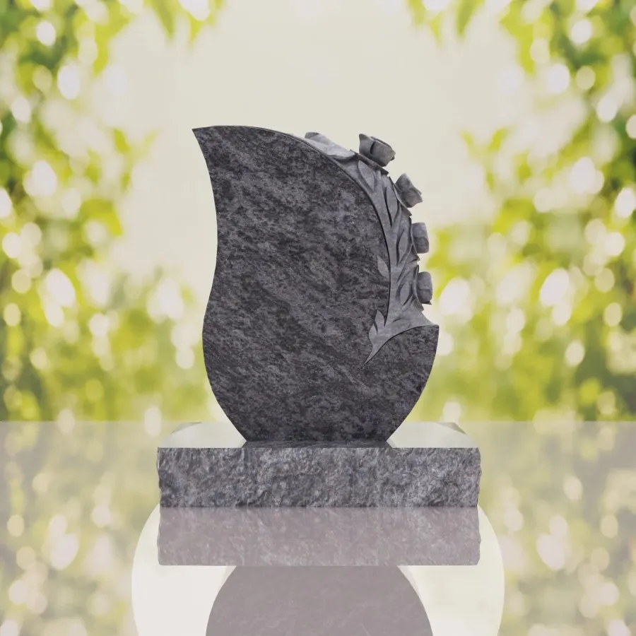 Rose Teardrop Headstone view 3