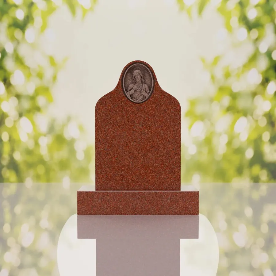 Sacred Heart of Jesus Catholic Granite Headstone 20 x 5 x 30 view 2