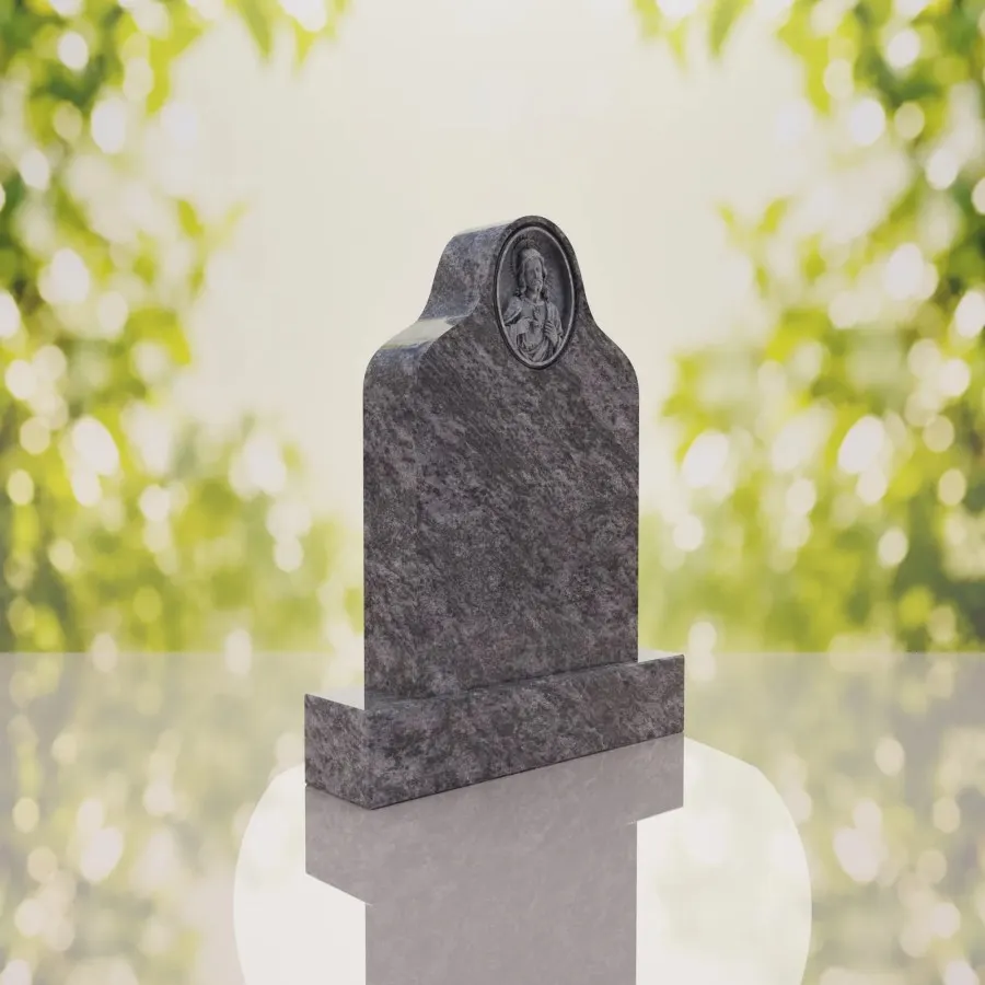 Sacred Heart of Jesus Catholic Granite Headstone 20 x 5 x 30 view 4