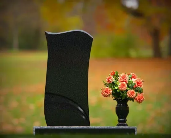 Sculpted Wave Headstone with vase
