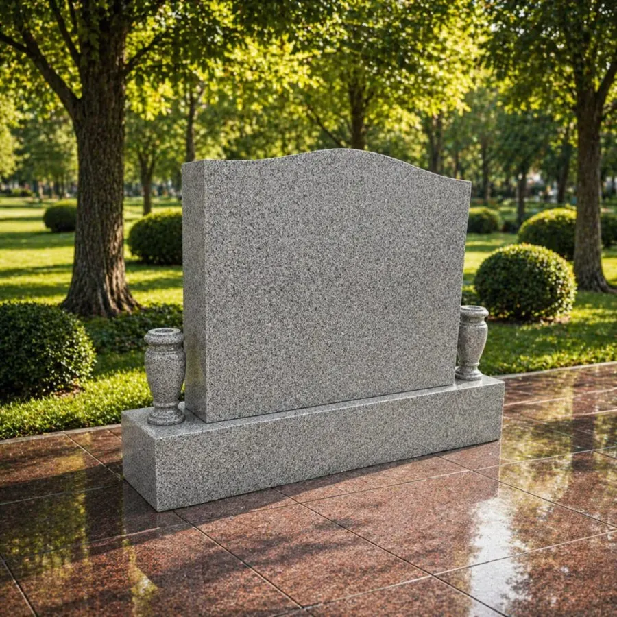Serpentine Companion Upright Granite Headstone (with dual vases 3)