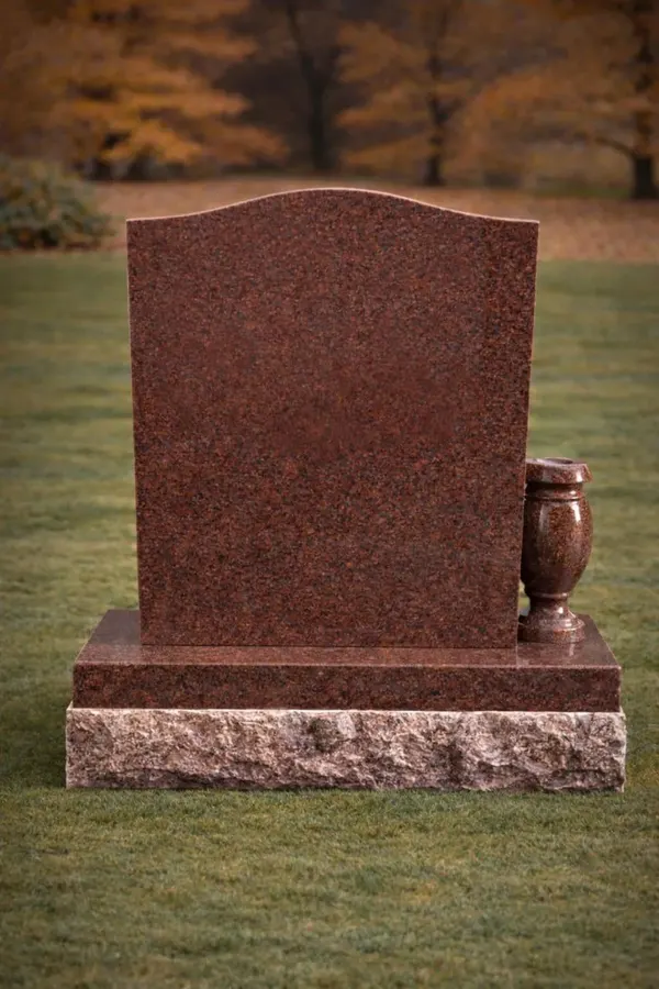 Serpentine Upright Granite Headstone with Vase 20 x 6 x 24