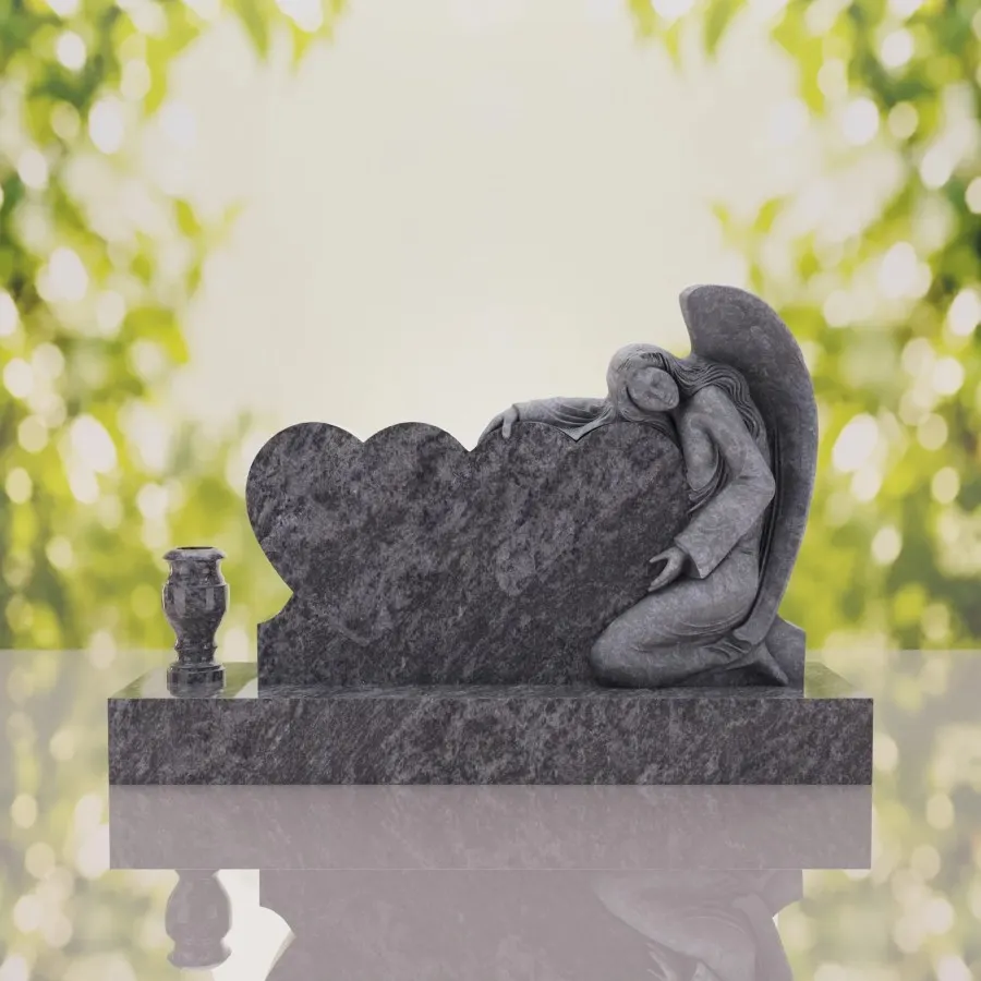 Angel Companion Heart Headstone view 3