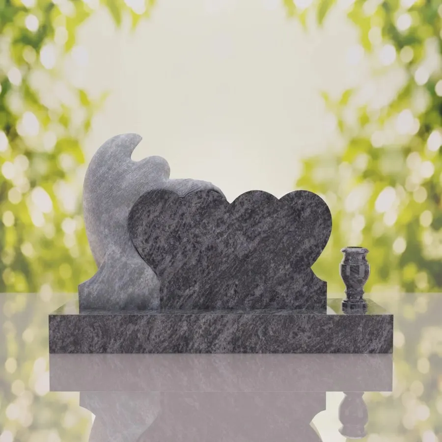 Angel Companion Heart Headstone view 4