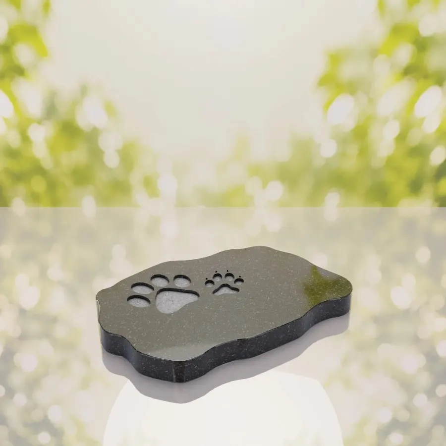 Shape Flat Pet Headstone with Paw Prints view 2