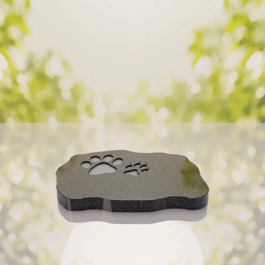 Shape Flat Pet Headstone with Paw Prints view 3