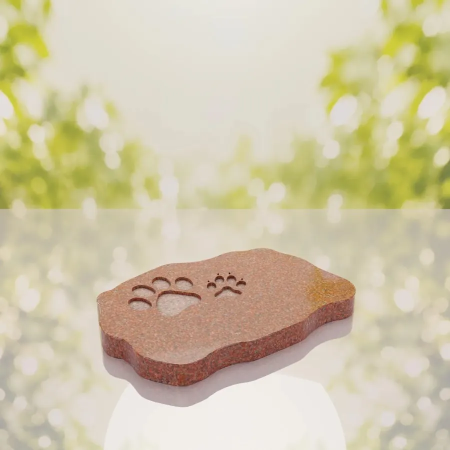 Shape Flat Pet Headstone with Paw Prints view 4
